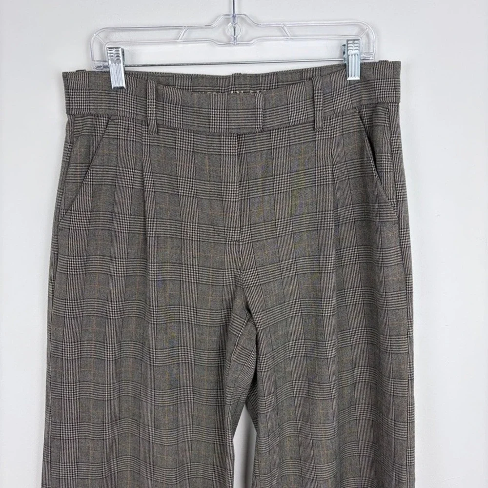 American Eagle Stretch Poppy Trouser Wide Leg Gray Plaid Academia Career Size 8